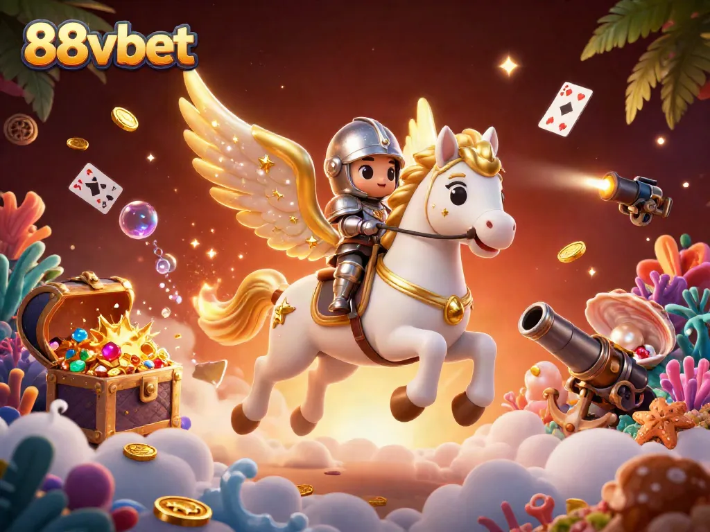 Experience thrilling gameplay with 88vbet's unique games in a vibrant 3D casino scene.