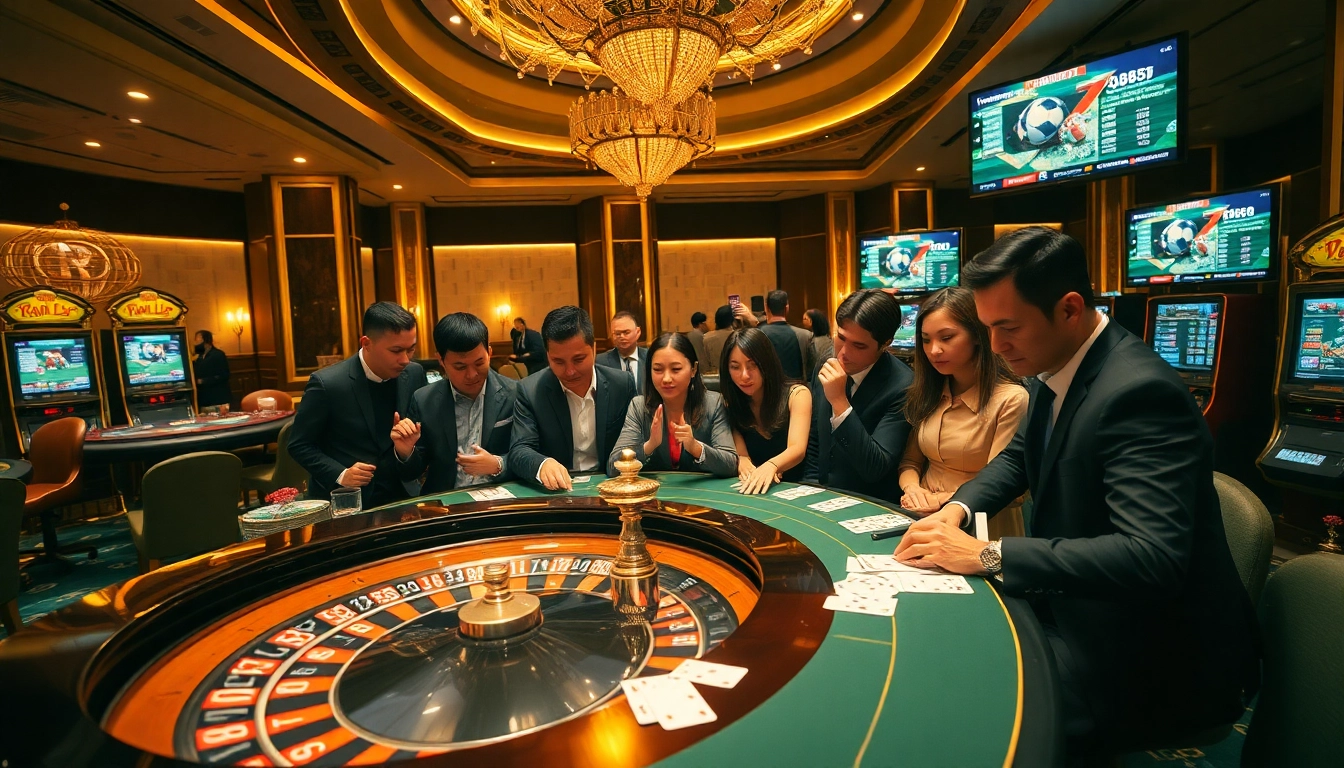 Exciting gambling scene featuring Vào Lưới TV highlights across casino tables.