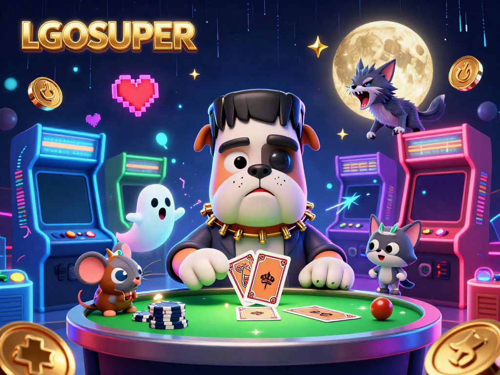 Engage with LGOSUPER by experiencing a lively casino scene filled with action, gambling excitement, and colorful characters.