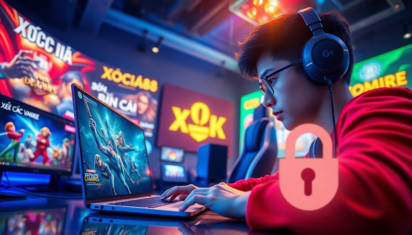 Exciting gaming scene showcasing XOCDIA88's vibrant online gaming world with a focus on user engagement.