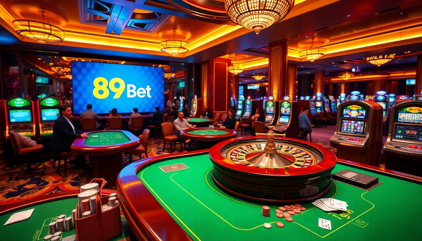 Players enjoying thrilling games at 89Bet casino, highlighting excitement and luxury.