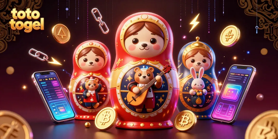Permainan toto togel dengan ilustrasi beruang Matryoshka dan elemen kasino menarik lainnya.