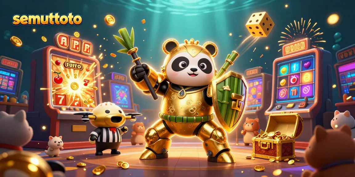 Semuttoto menampilkan panda emas berrobot dengan aksi menarik di arena kasino online.