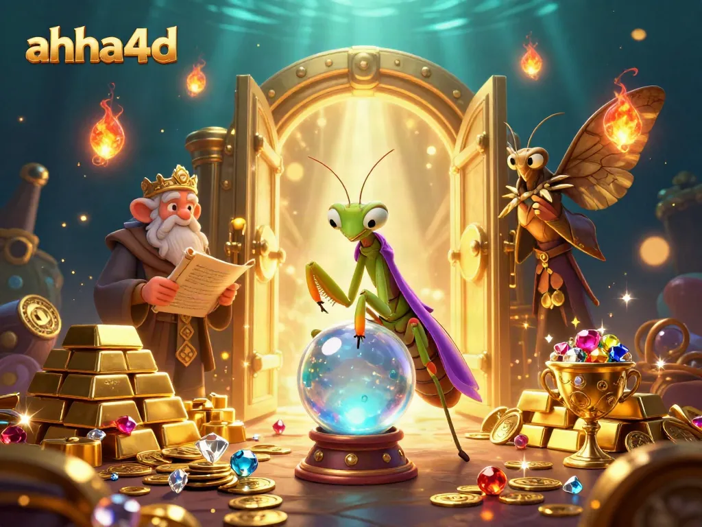 Experience winning strategies in ahha4d with a mystical 3D casino scene featuring fortune tellers and treasures.