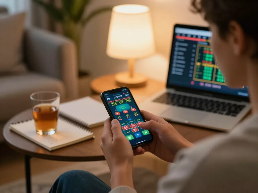 S666 player enjoying live dealer game on smartphone in cozy home setup