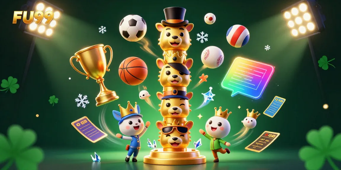 Experience thrilling wins with FU99 at a dynamic casino scene featuring a golden totem and vibrant game elements.