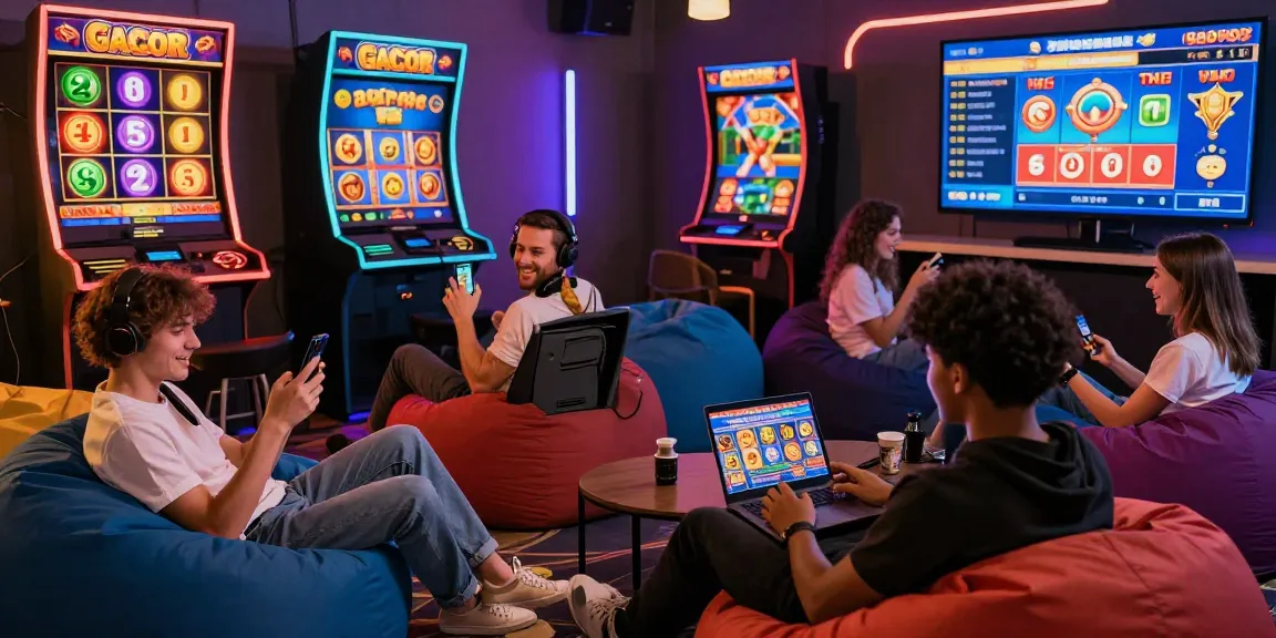 Diverse players enjoying slot gacor games in vibrant virtual casino environment.