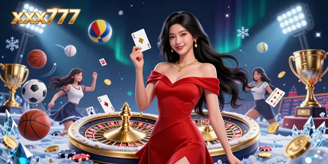 Experience the thrill at xxx777, featuring stunning visuals of a beautiful Asian woman in a casino setting.