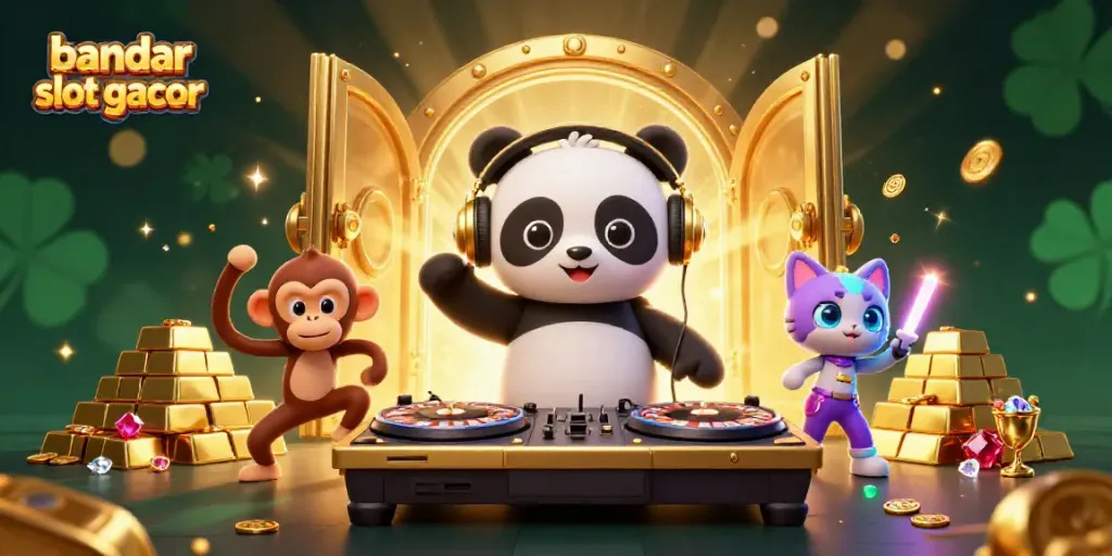 Bermain slot gacor bersama panda DJ dan monyet breakdance dalam suasana ceria