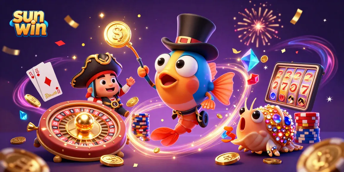 Engage in thrilling gameplay at Sun Win with a vibrant 3D casino underwater scene filled with riches.