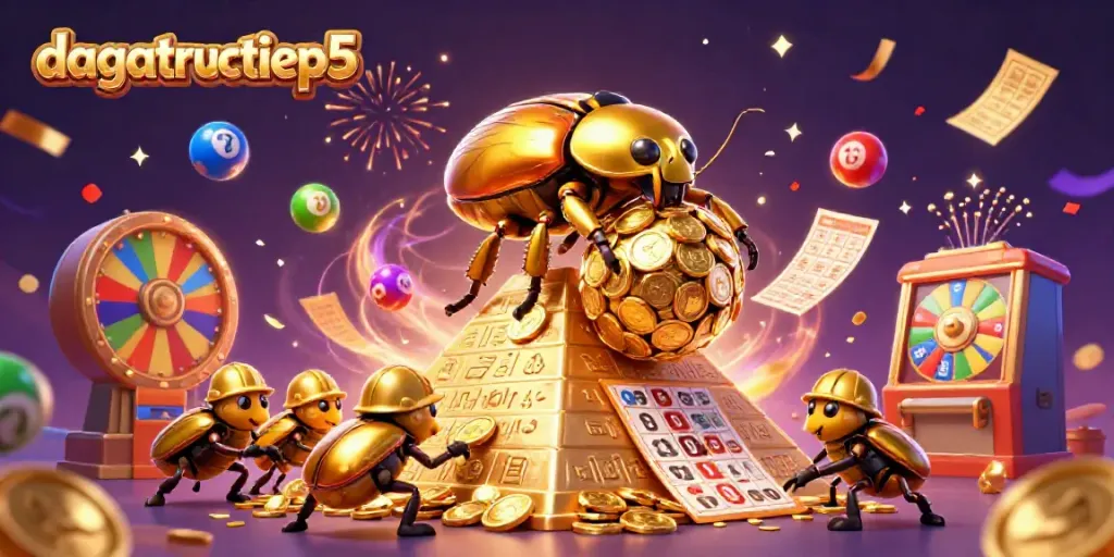 Experience thrilling online betting with dagatructiep5, showcasing an energetic casino illustration.