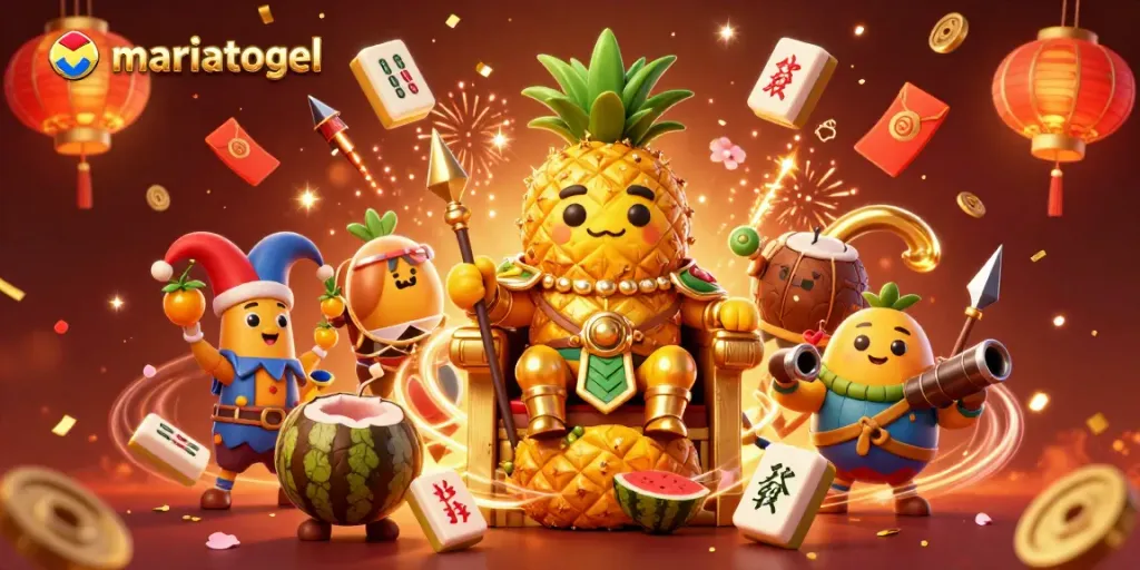Experience thrilling wins with mariatogel's festive casino scene featuring vibrant characters and dynamic game elements.