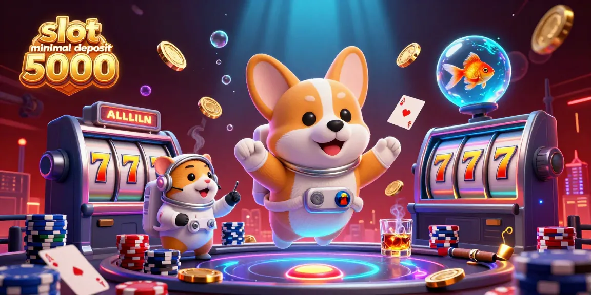 Experience thrilling gameplay at slot minimal deposit 5000 with dynamic scenes like floating corgi astronauts and exciting casino elements.