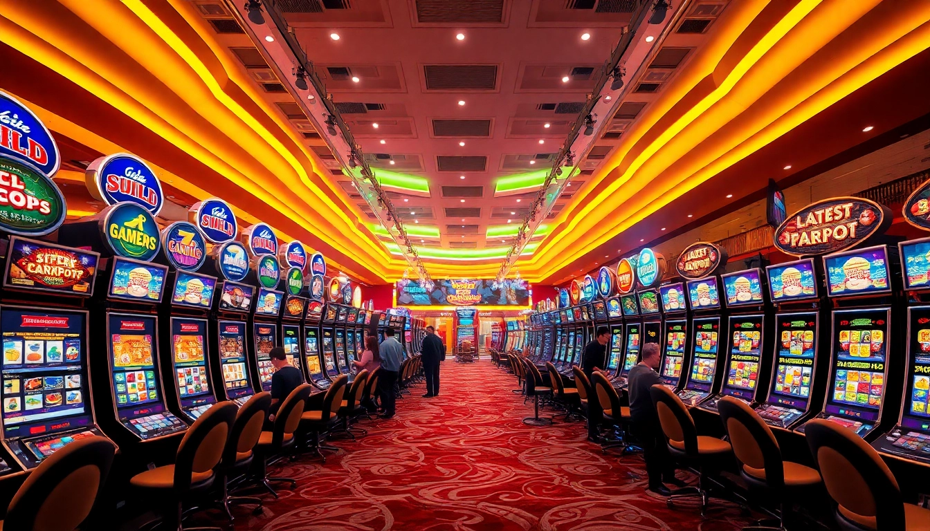 Exciting gaming scene featuring vibrant slot machines and players.