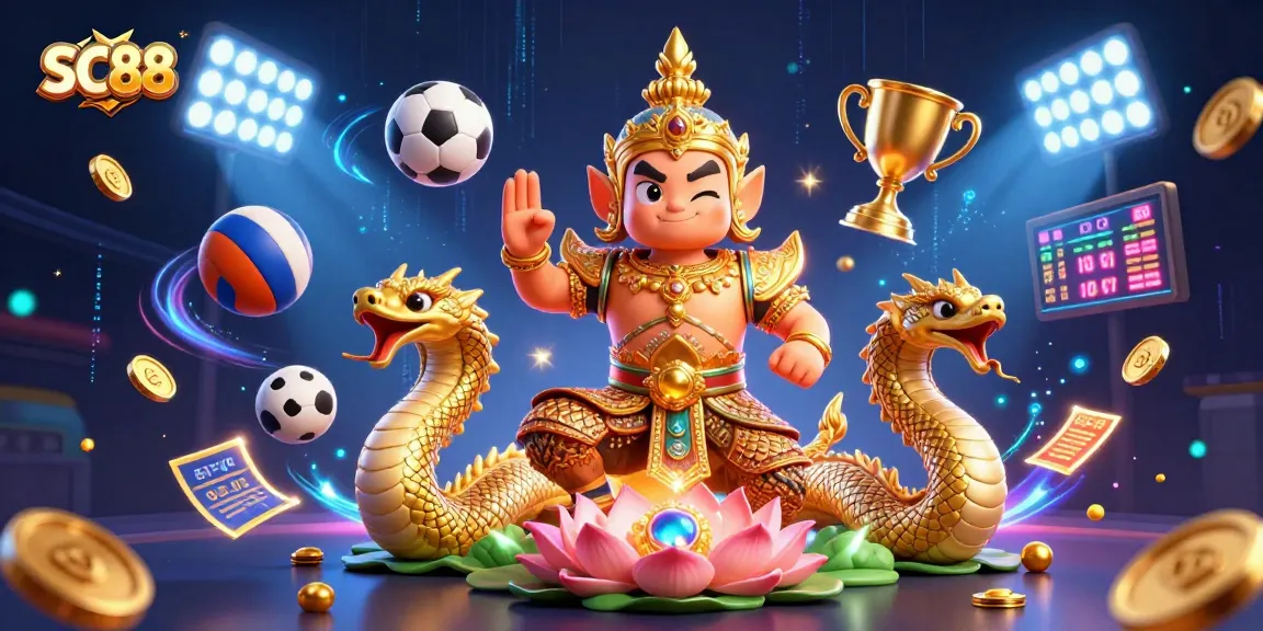 SC88 sports betting scene with guardian, Naga serpents, and dynamic game elements