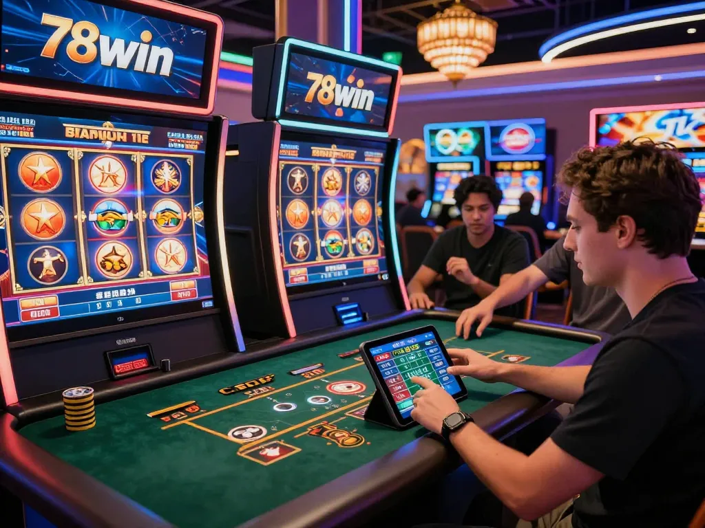 Players enjoying a dynamic gaming experience with 78win in a vibrant online casino.