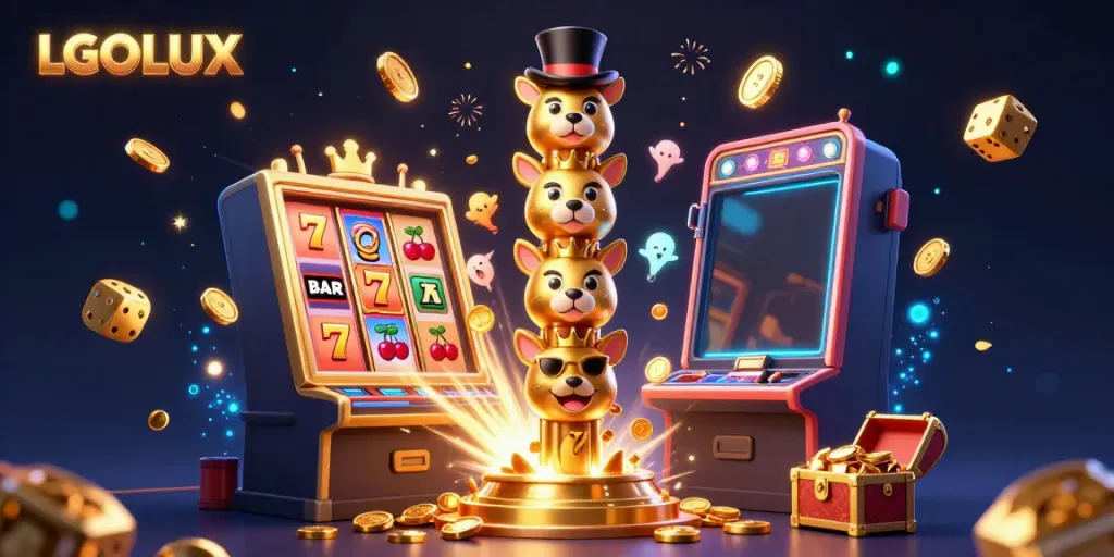 Engage in thrilling casino action with the LGOLUX 3D totem pole and jackpot excitement.