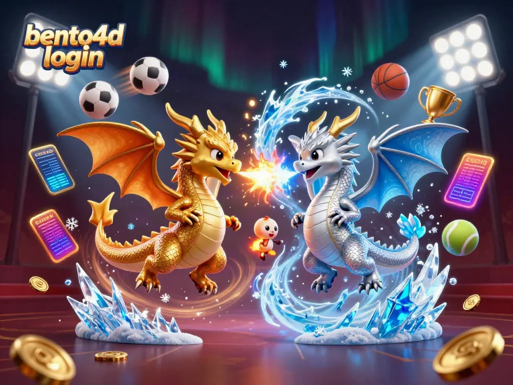 Engage in the thrill of gaming with a vibrant bento4d login scene featuring dynamic dragons and sports elements.