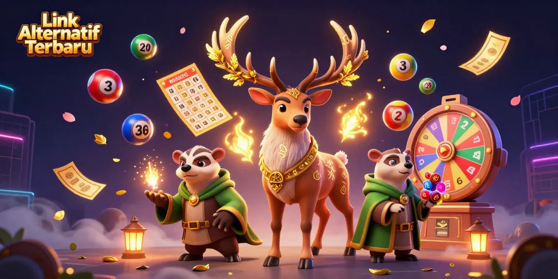 Engage with Link Alternatif Terbaru through lively lottery balls and vibrant gaming elements in an exciting casino scene.