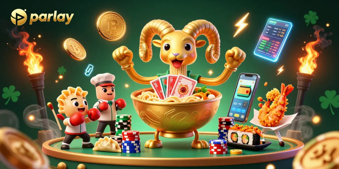 Menangkan parlay dalam taruhan olahraga dengan ilustrasi kasino yang menarik dan penuh warna.