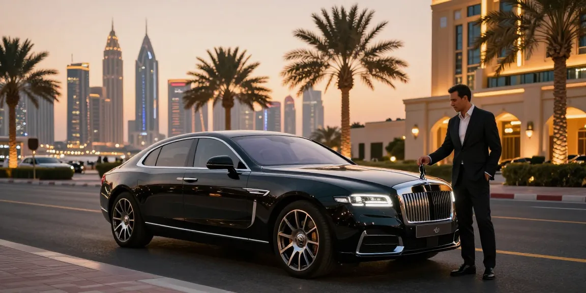 Pengalaman menyewa mobil mewah LUXURY 777 di Dubai dengan pemandangan kota yang menakjubkan.