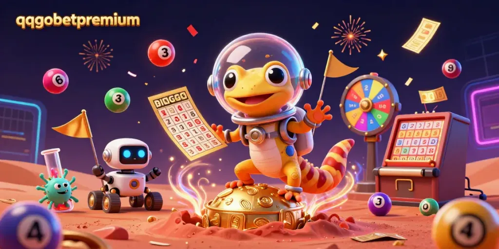 Experience the excitement of qqgobetpremium with a Martian gecko discovering a buried casino in space.