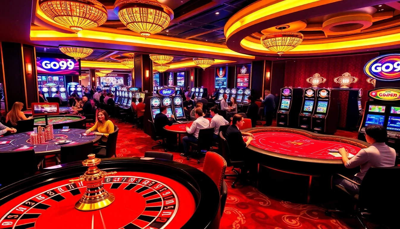Experience thrilling gambling at Go99's diverse casino games with vibrant scenery.