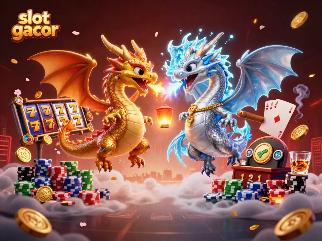 Experience exhilarating slot gacor gameplay with dynamic dragons and vibrant casino elements.