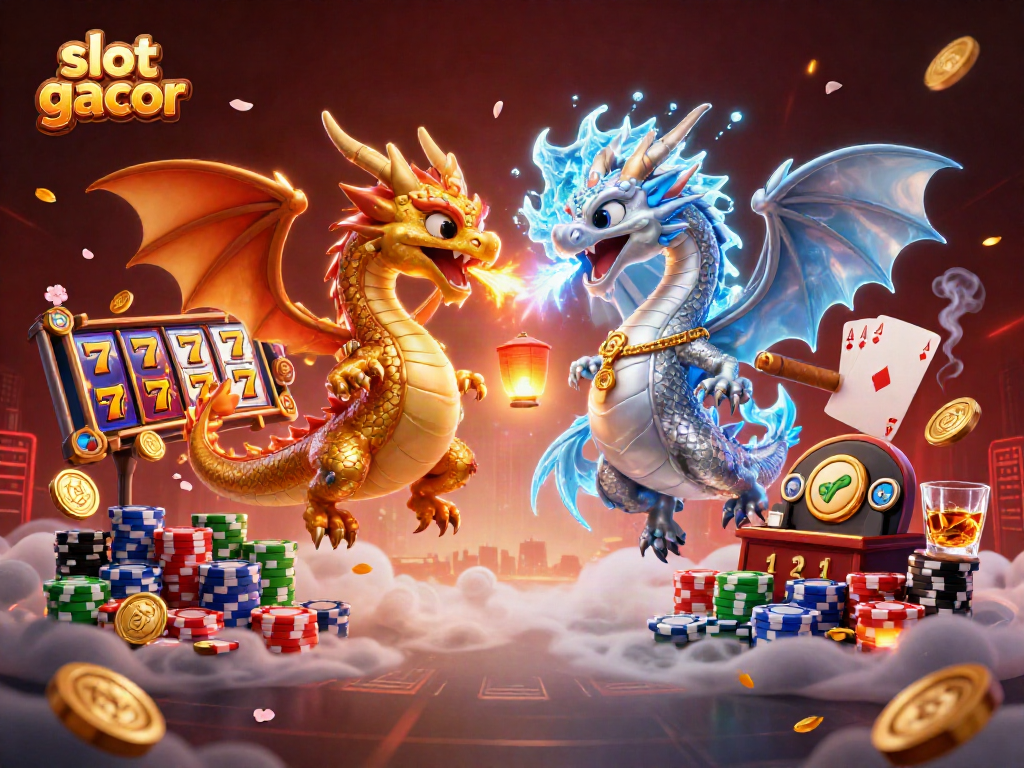 Experience exhilarating slot gacor gameplay with dynamic dragons and vibrant casino elements.
