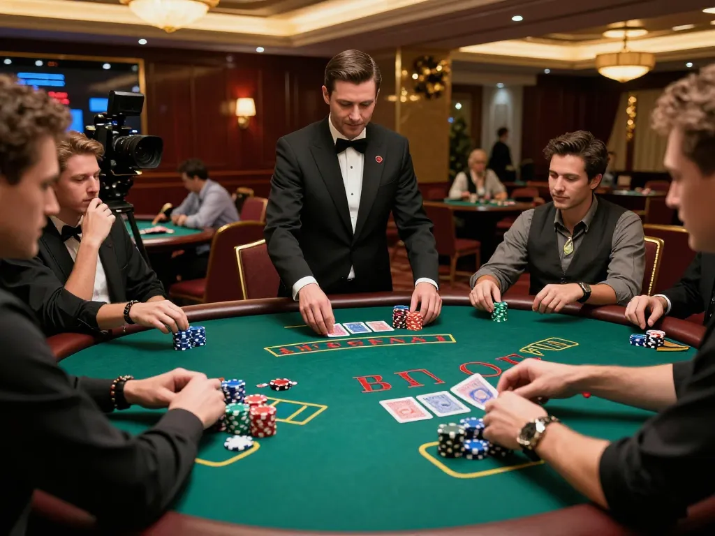 Pemain HOKI368 terlibat dalam permainan blackjack yang mendebarkan di meja kasino mewah.