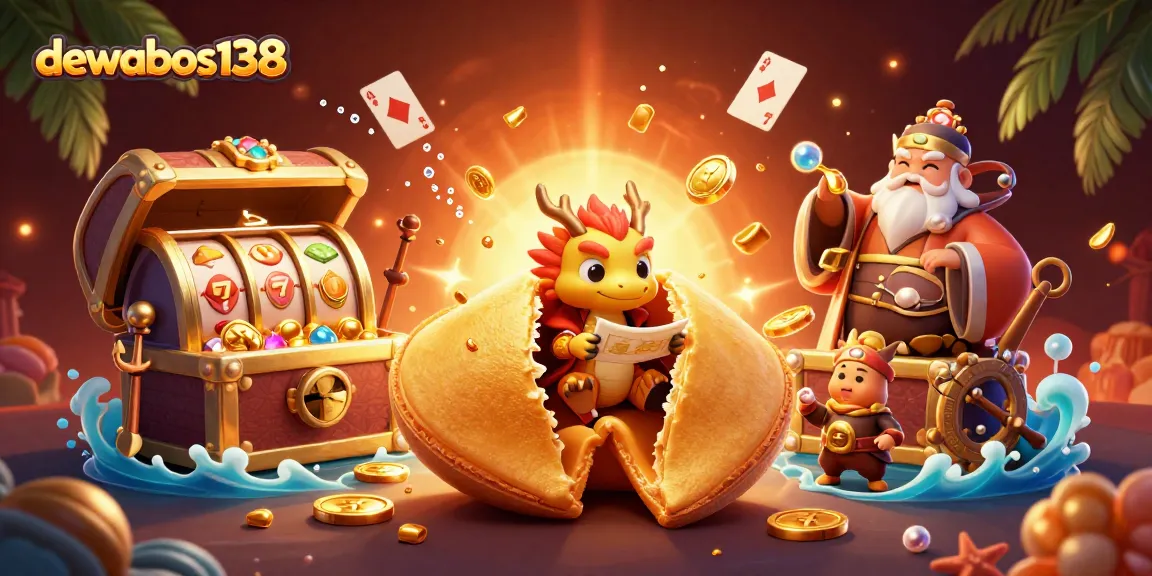 Dewabos138 menyajikan jackpot besar dalam gambar 3D penuh warna dengan slot mesin dan simbol keberuntungan.