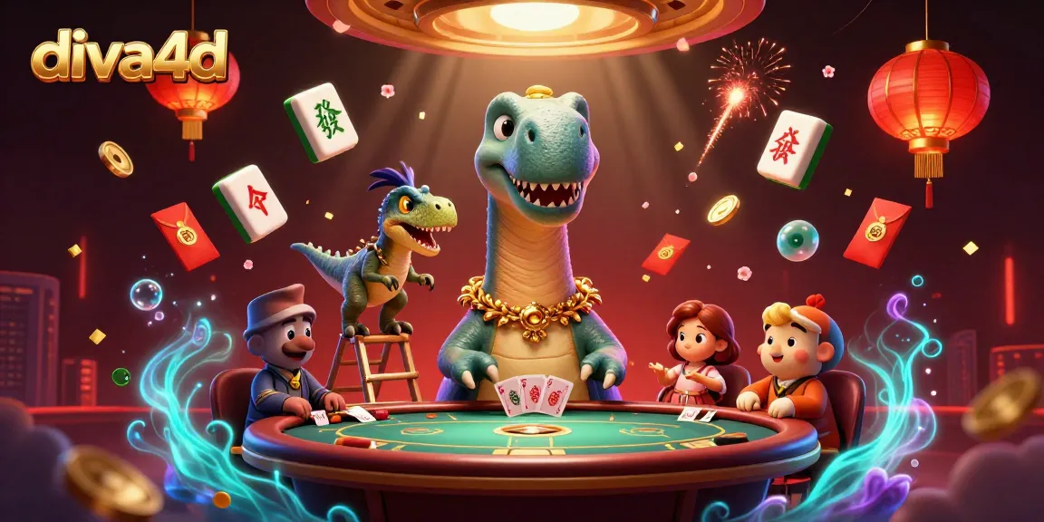 Menang di diva4d dengan brontosaurus dan raptor dalam suasana kasino yang ramai.