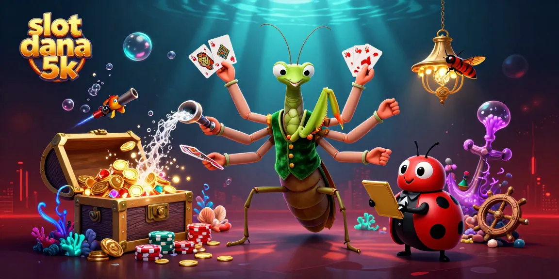 Permainan slot dana 5k yang asyik dengan karakter unik dan elemen slot berkilau.