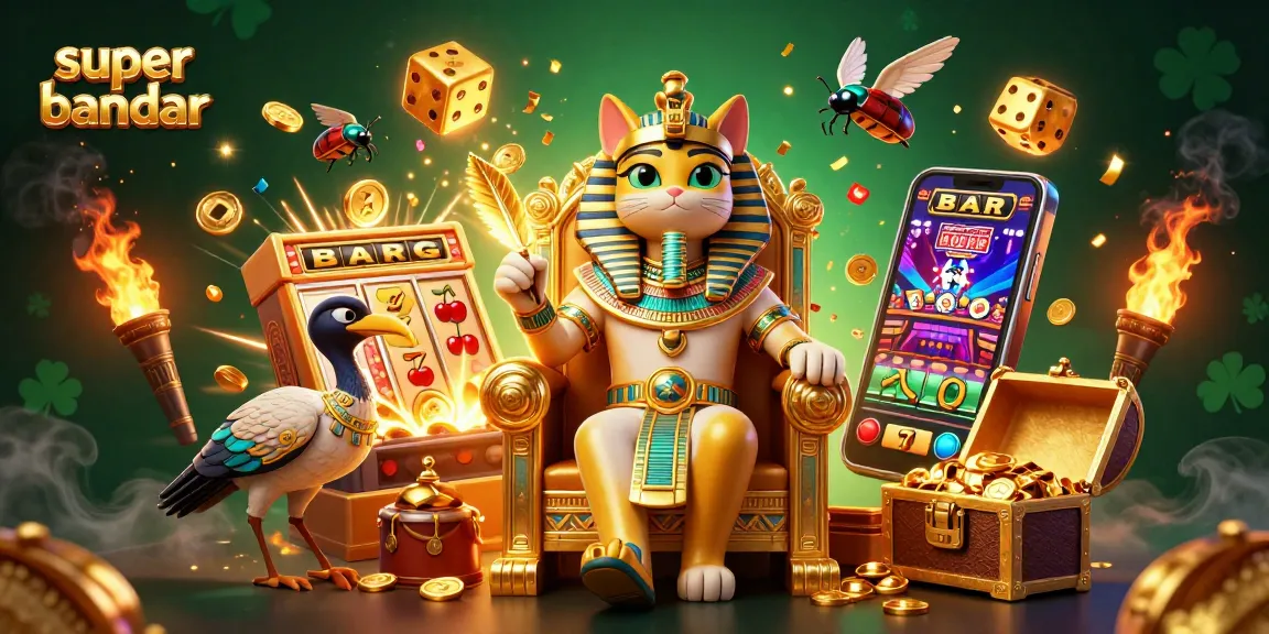 Raih jackpot melimpah bermain super bandar dengan karakter 3D slot dan harta karun emas.