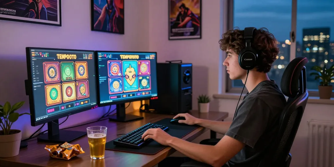 Enjoying TEMPOTOTO login on multiple screens in a vibrant gaming setup.
